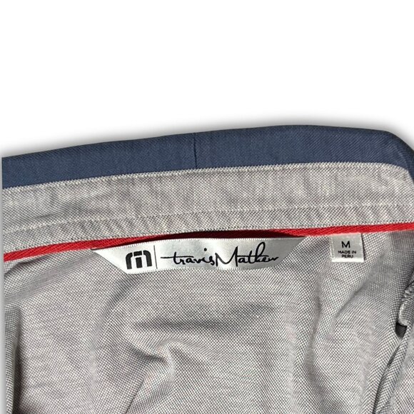 Travis Mathew Mens Polo Shirt Gray/Blue Size M Stylish & Comfortable Made In Per - Picture 5 of 6